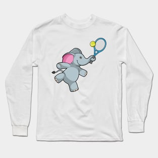 Elephant at Tennis with Tennis racket Long Sleeve T-Shirt